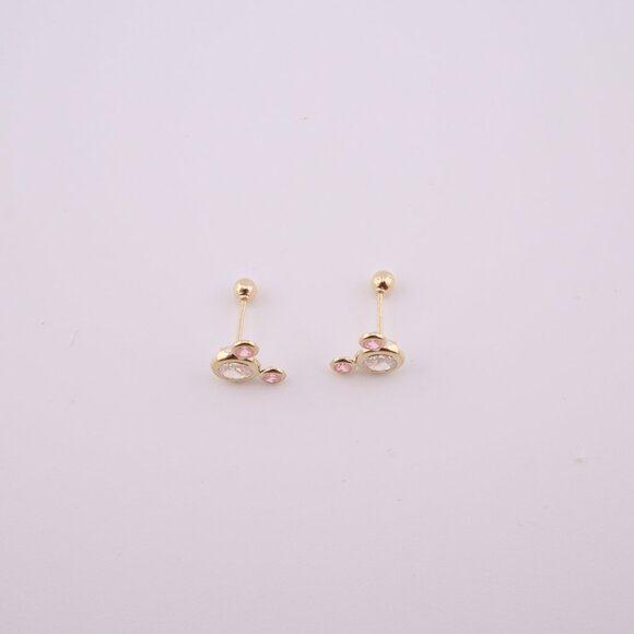 Women's 14k Gold Pink Mickey Mouse Silhouette Cubic Zirconia Mini Stud Earrings* - Picture 8 of 11